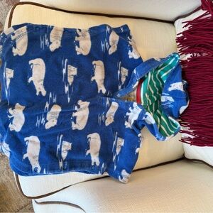 Baby Boden Terry Swim Cover Up, blue Hippo Print, 6-12 mo